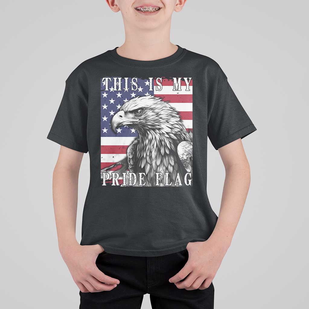 4th Of July T Shirt For Kid This Is My Pride Flag White Bald Eagle USA American Flag - Wonder Print Shop
