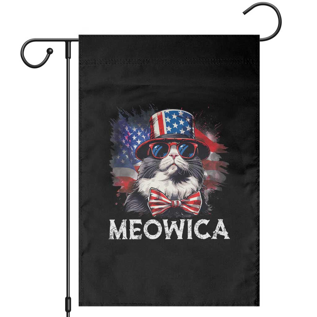 Funny 4th Of July Garden Flag Meowica American Flag USA Cat