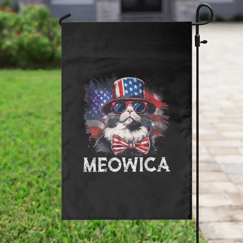 Funny 4th Of July Garden Flag Meowica American Flag USA Cat