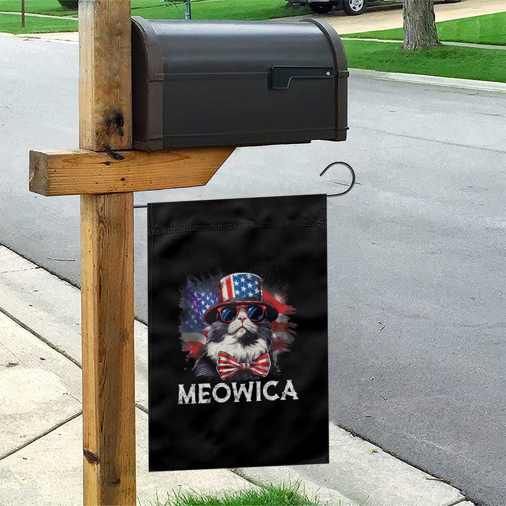 Funny 4th Of July Garden Flag Meowica American Flag USA Cat