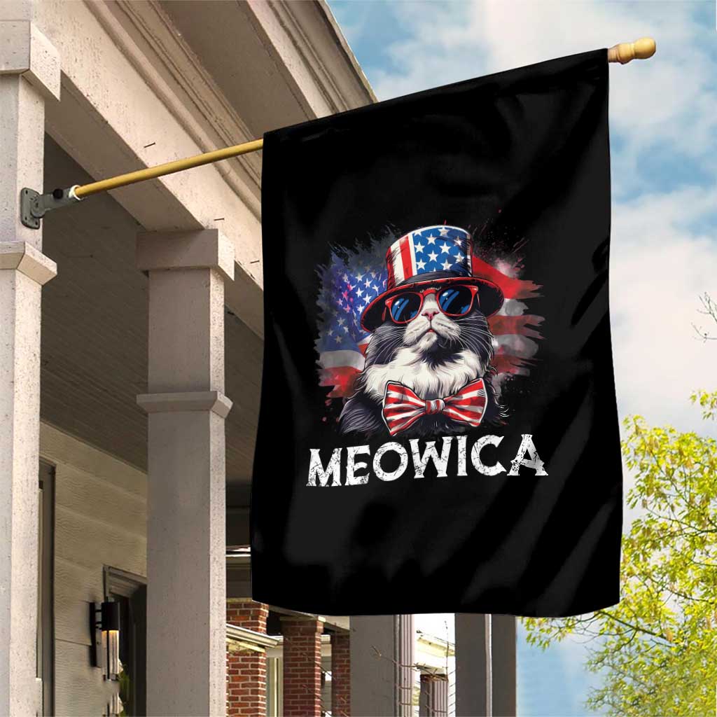 Funny 4th Of July Garden Flag Meowica American Flag USA Cat