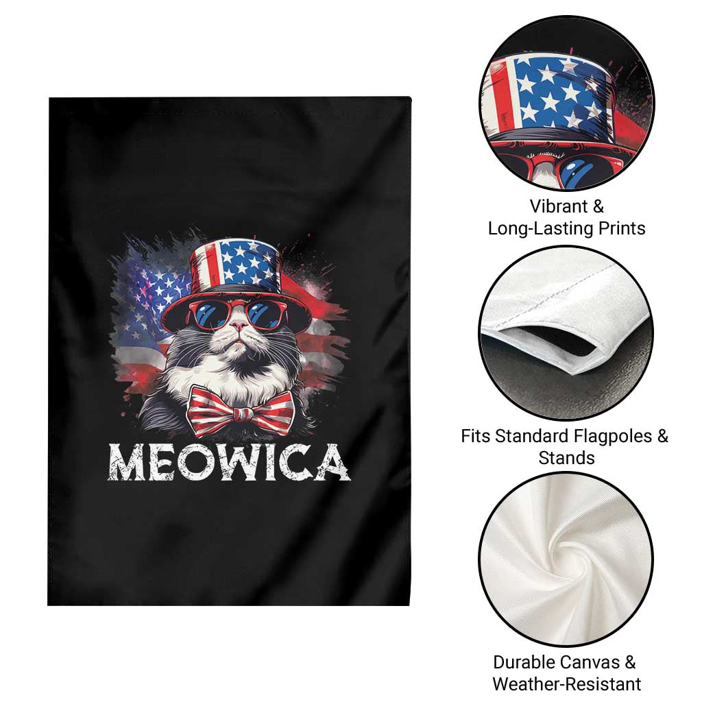 Funny 4th Of July Garden Flag Meowica American Flag USA Cat