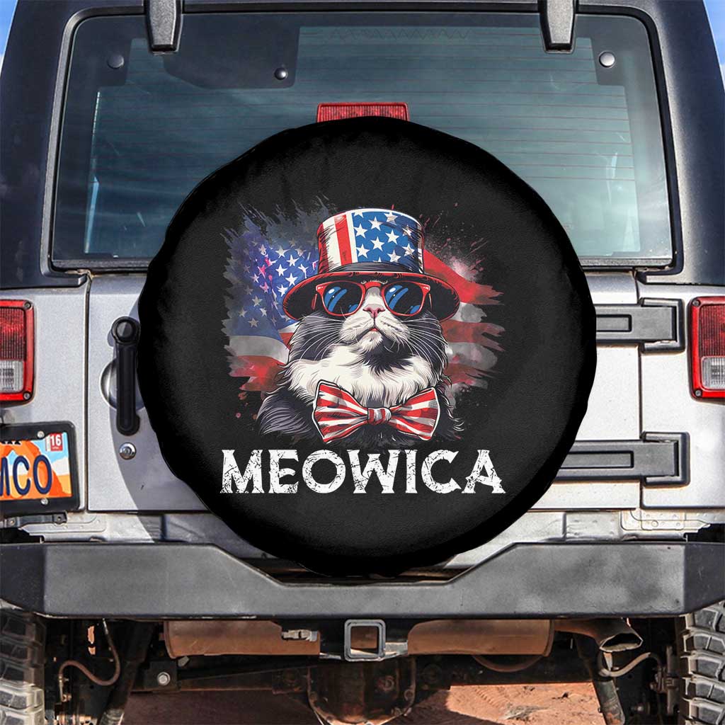 Funny 4th Of July Spare Tire Cover Meowica American Flag USA Cat