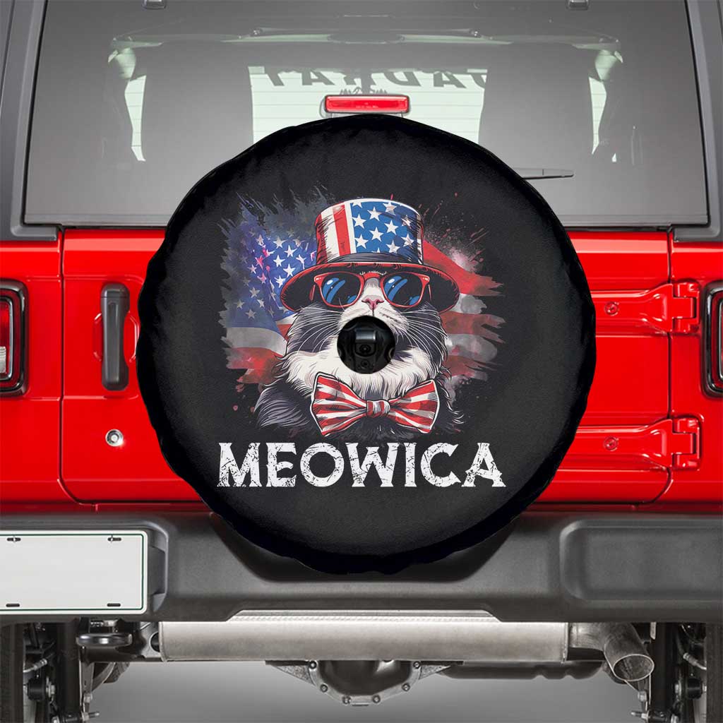 Funny 4th Of July Spare Tire Cover Meowica American Flag USA Cat