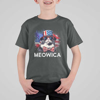 Funny 4th Of July T Shirt For Kid Meowica American Flag USA Cat - Wonder Print Shop