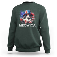 Funny 4th Of July Sweatshirt Meowica American Flag USA Cat - Wonder Print Shop