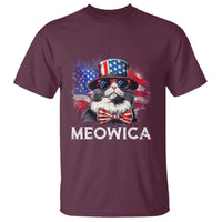 Funny 4th Of July T Shirt Meowica American Flag USA Cat - Wonder Print Shop