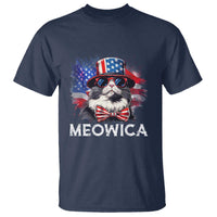 Funny 4th Of July T Shirt Meowica American Flag USA Cat - Wonder Print Shop