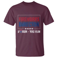 Funny 4th Of July T Shirt Fireworks Director If I Run You Run America Flag - Wonder Print Shop