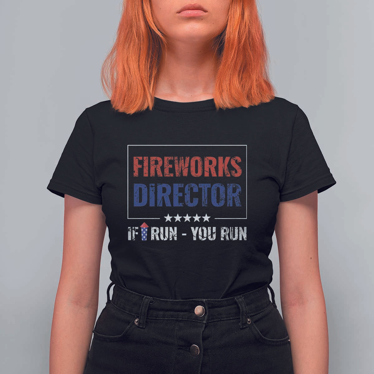 Funny 4th Of July T Shirt For Women Fireworks Director If I Run You Run America Flag - Wonder Print Shop