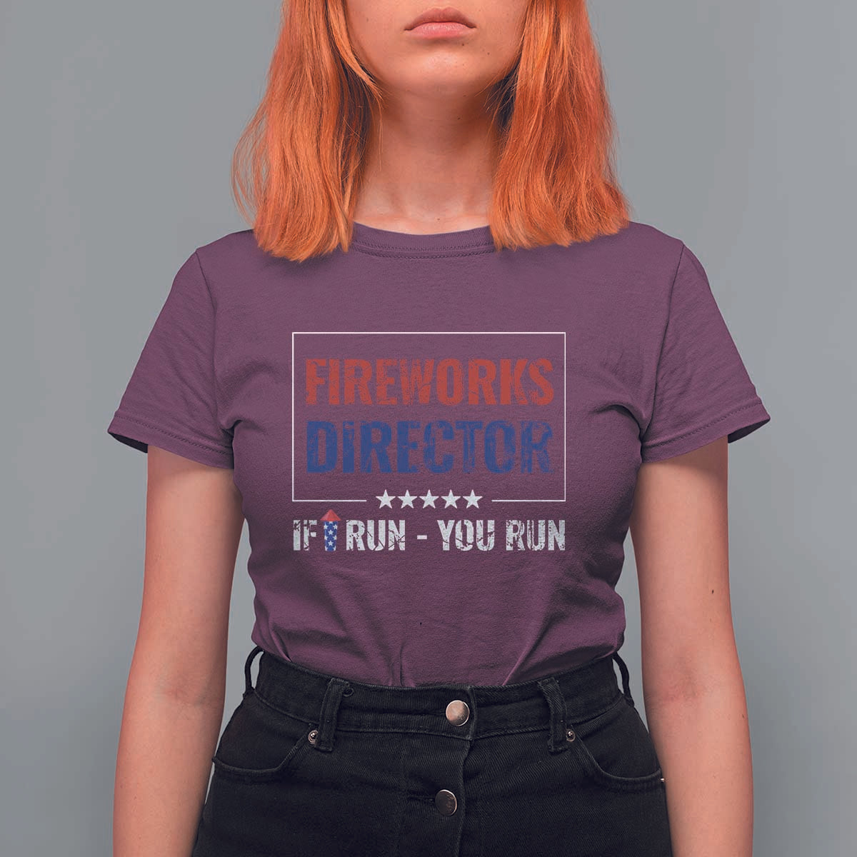 Funny 4th Of July T Shirt For Women Fireworks Director If I Run You Run America Flag - Wonder Print Shop