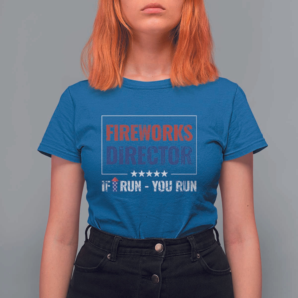 Funny 4th Of July T Shirt For Women Fireworks Director If I Run You Run America Flag - Wonder Print Shop