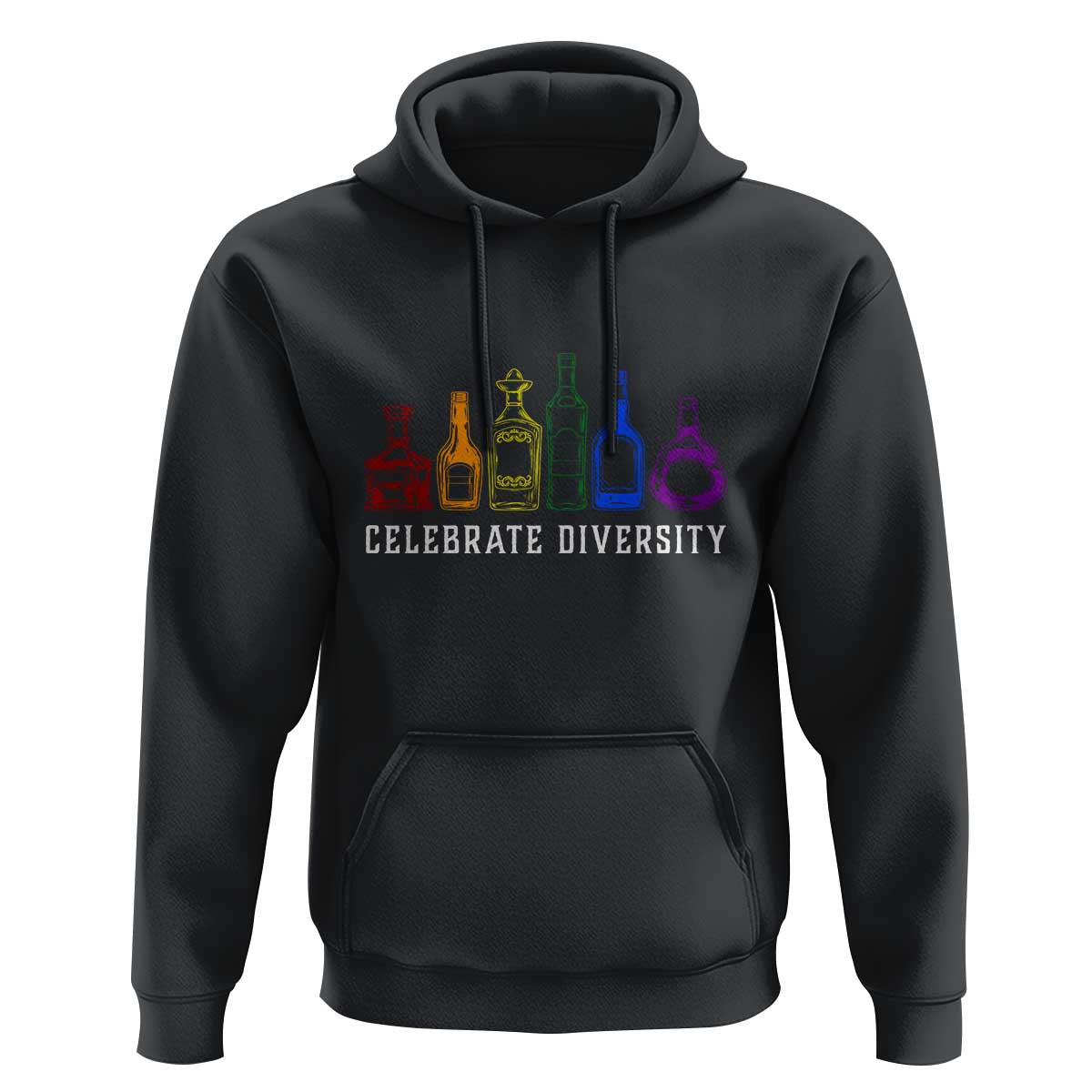 LGBTQ Pride Hoodie Celebrate Diversity LGBT Flag Wine Drinker - Wonder Print Shop