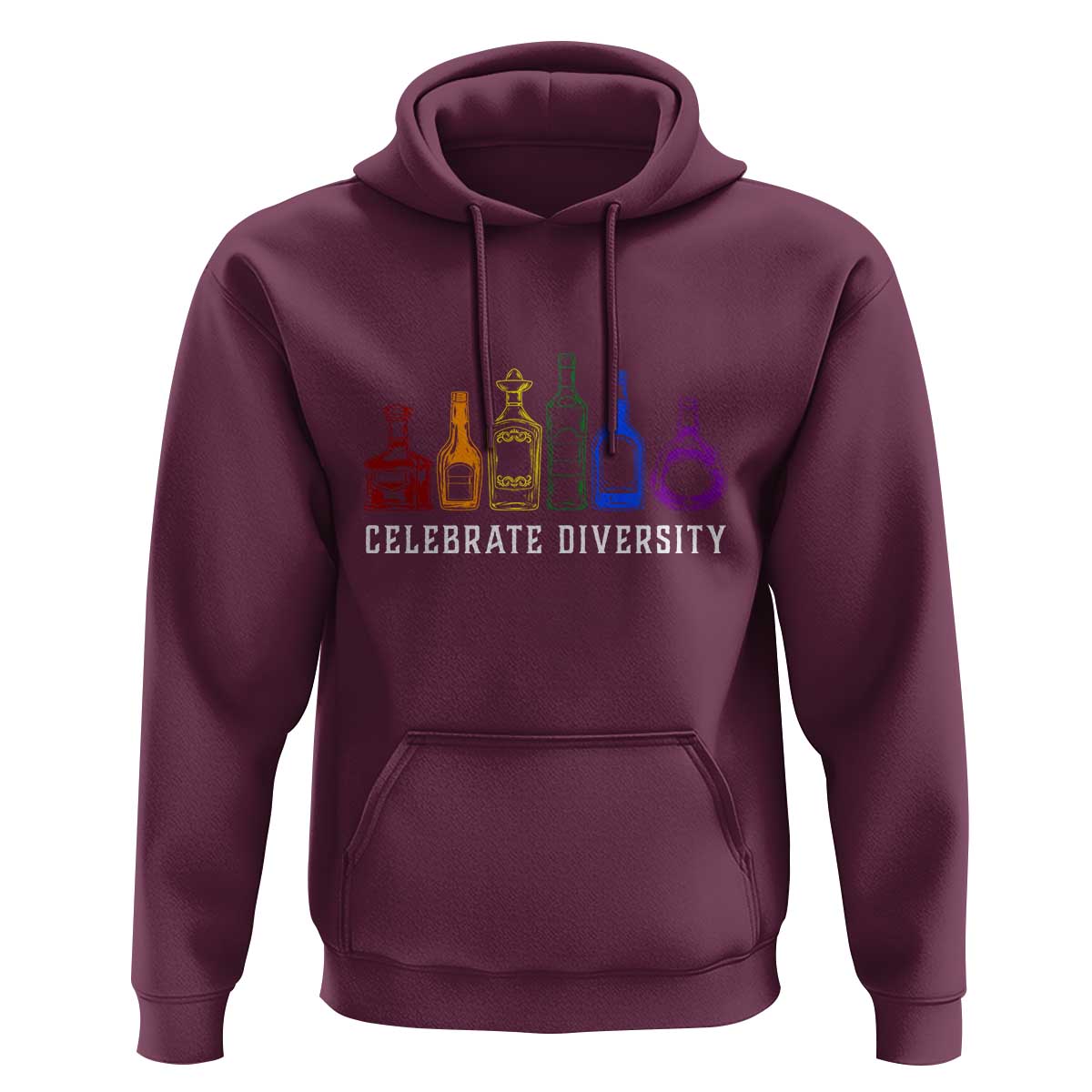 LGBTQ Pride Hoodie Celebrate Diversity LGBT Flag Wine Drinker - Wonder Print Shop