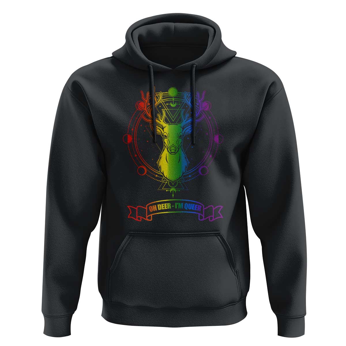 LGBTQ Hoodie Oh Deer I'm Queer Vintage Pride Lesbian Gay - Wonder Print Shop