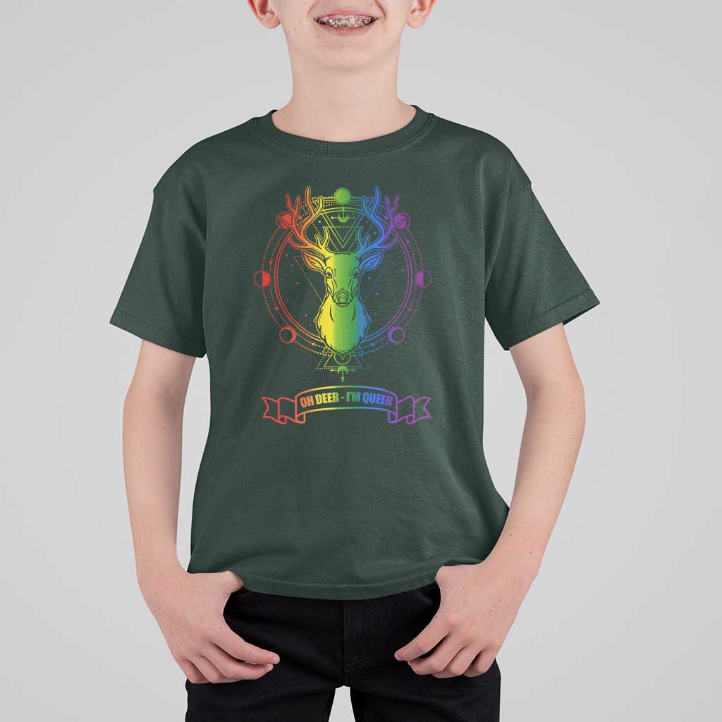 LGBTQ T Shirt For Kid Oh Deer I'm Queer Vintage Pride Lesbian Gay - Wonder Print Shop