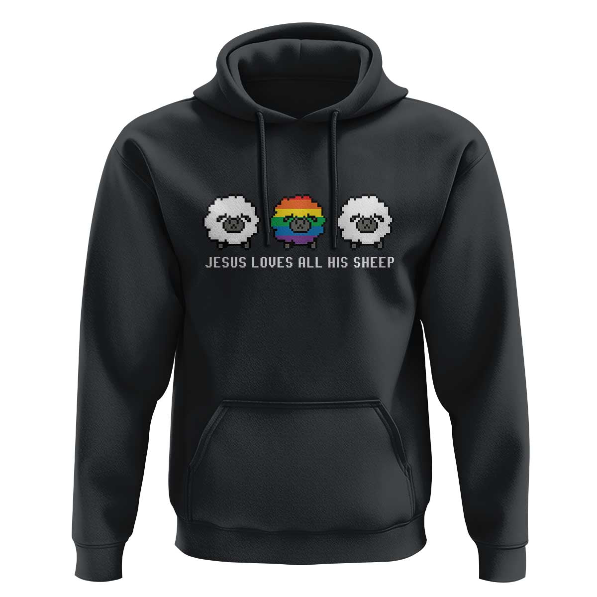 LGBTQ Hoodie Jesus Loves All His Sheep Gay Pride Woolly Sheep - Wonder Print Shop