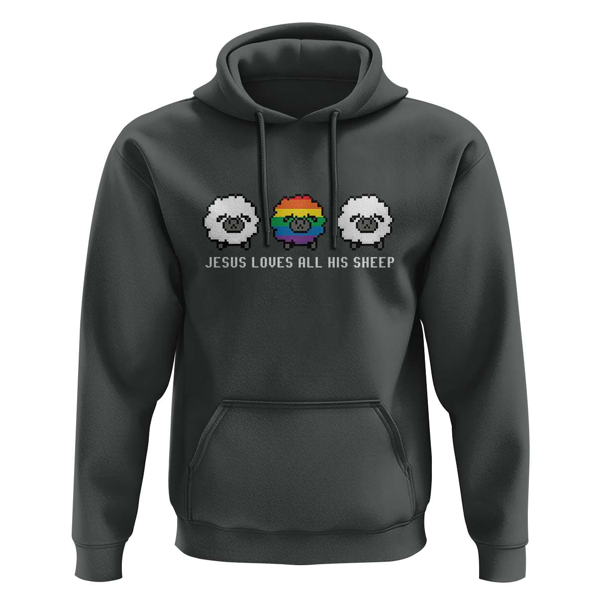 LGBTQ Hoodie Jesus Loves All His Sheep Gay Pride Woolly Sheep - Wonder Print Shop