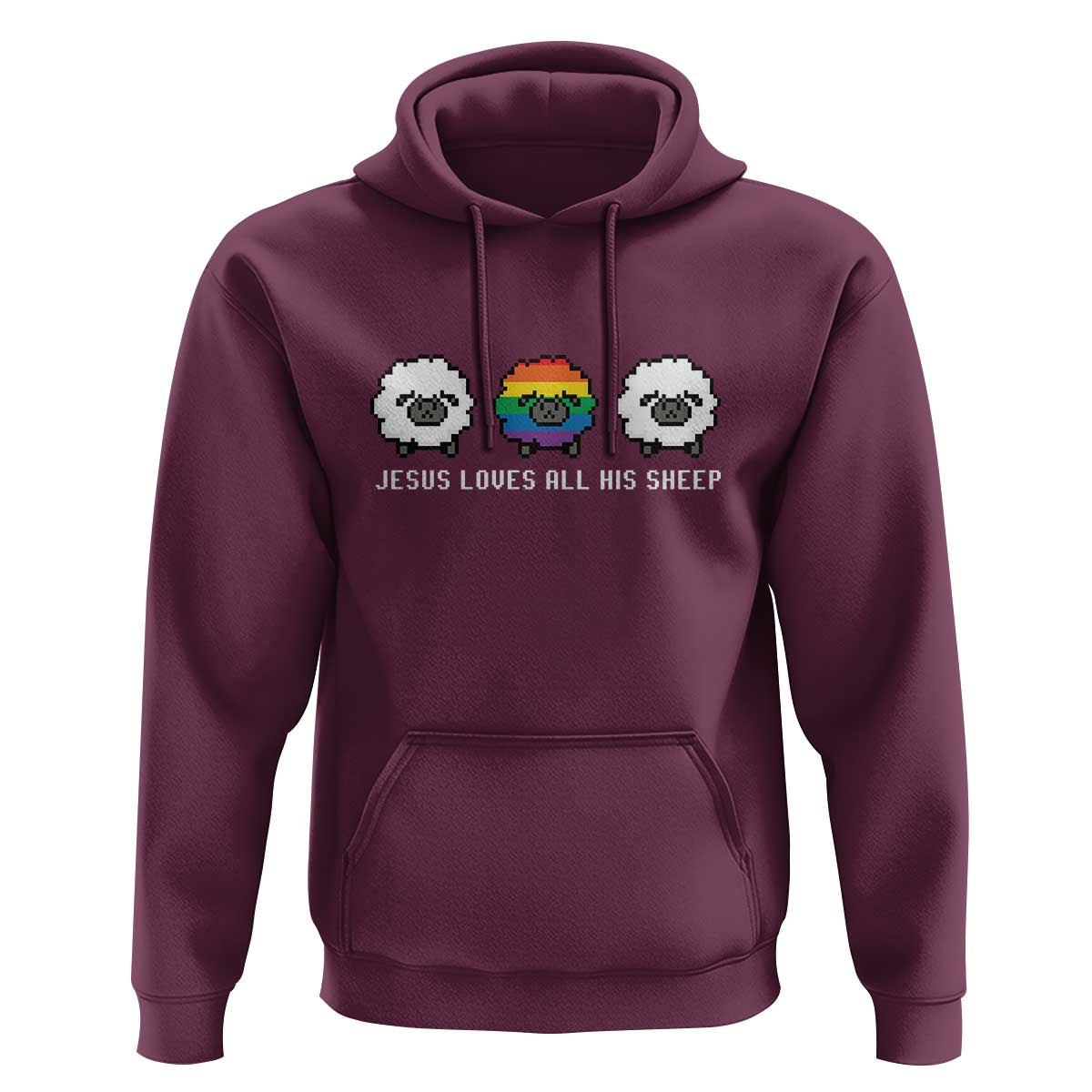 LGBTQ Hoodie Jesus Loves All His Sheep Gay Pride Woolly Sheep - Wonder Print Shop