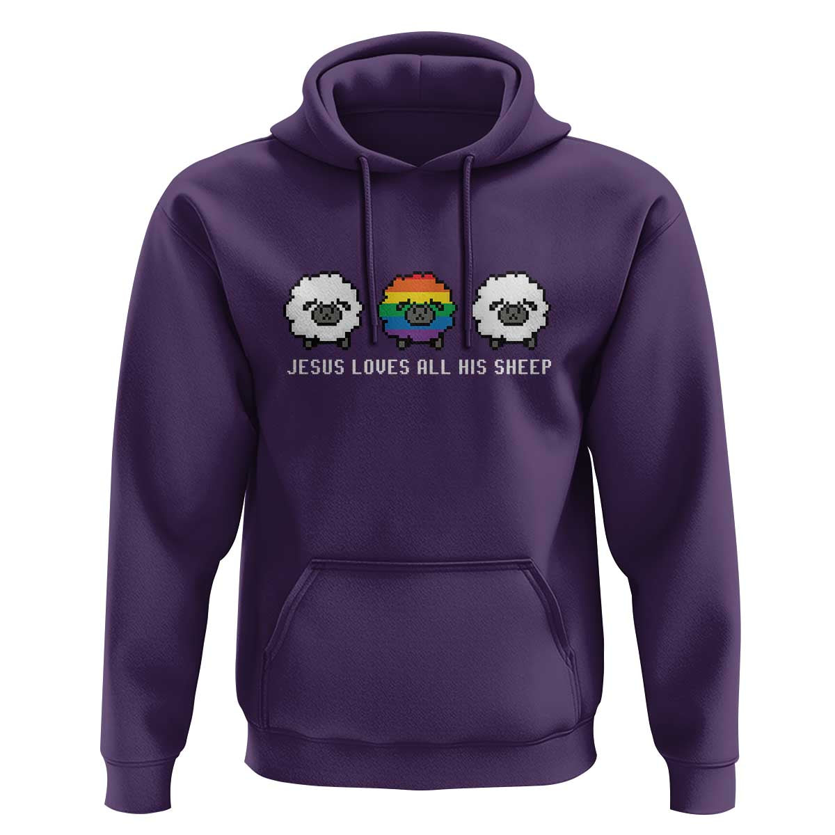 LGBTQ Hoodie Jesus Loves All His Sheep Gay Pride Woolly Sheep - Wonder Print Shop