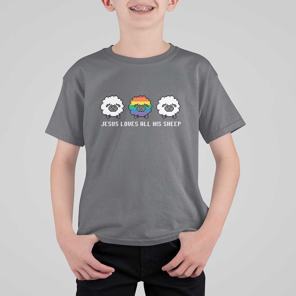 LGBTQ T Shirt For Kid Jesus Loves All His Sheep Gay Pride Woolly Sheep - Wonder Print Shop
