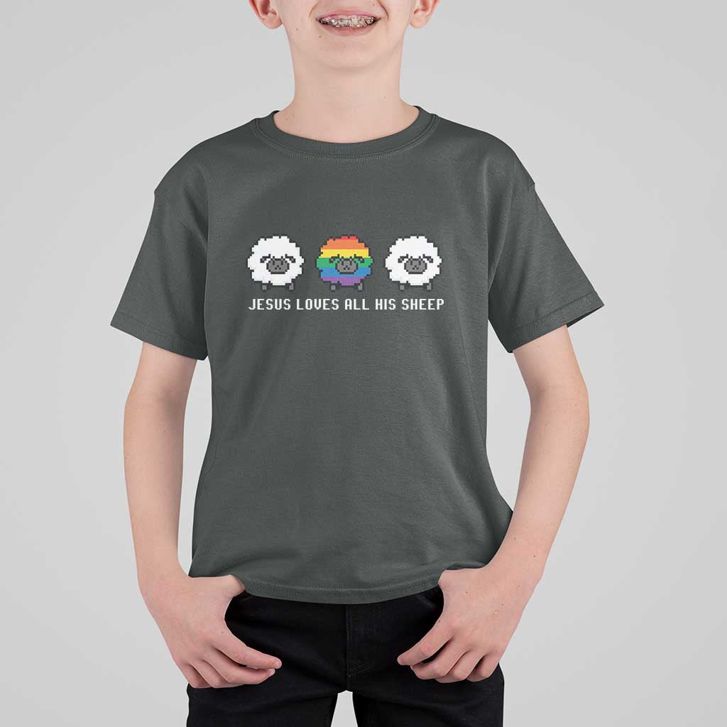 LGBTQ T Shirt For Kid Jesus Loves All His Sheep Gay Pride Woolly Sheep - Wonder Print Shop