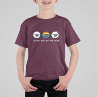 LGBTQ T Shirt For Kid Jesus Loves All His Sheep Gay Pride Woolly Sheep - Wonder Print Shop