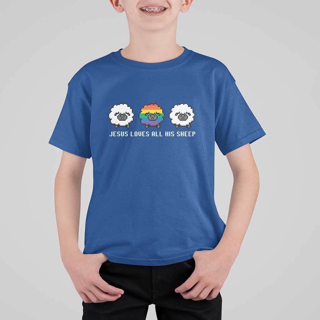 LGBTQ T Shirt For Kid Jesus Loves All His Sheep Gay Pride Woolly Sheep - Wonder Print Shop