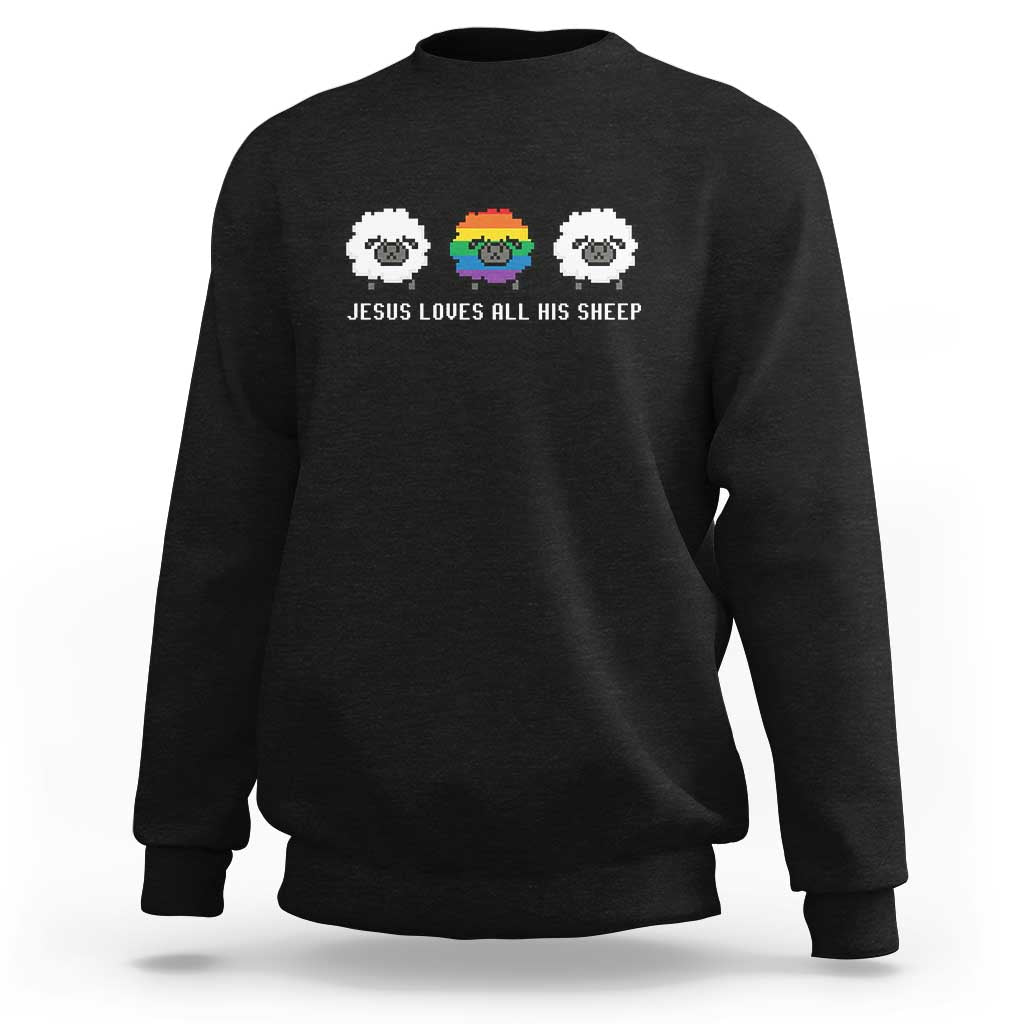 LGBTQ Sweatshirt Jesus Loves All His Sheep Gay Pride Woolly Sheep - Wonder Print Shop