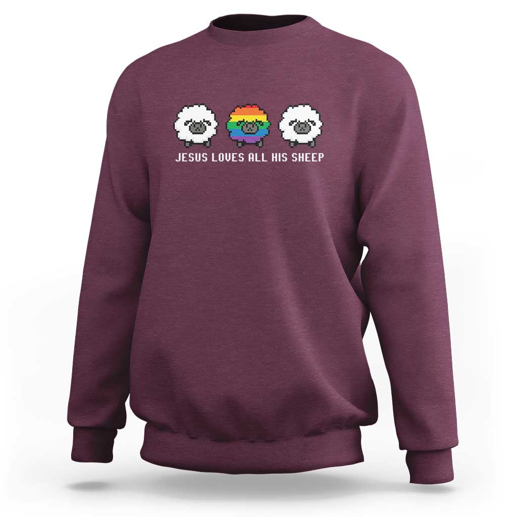 LGBTQ Sweatshirt Jesus Loves All His Sheep Gay Pride Woolly Sheep - Wonder Print Shop