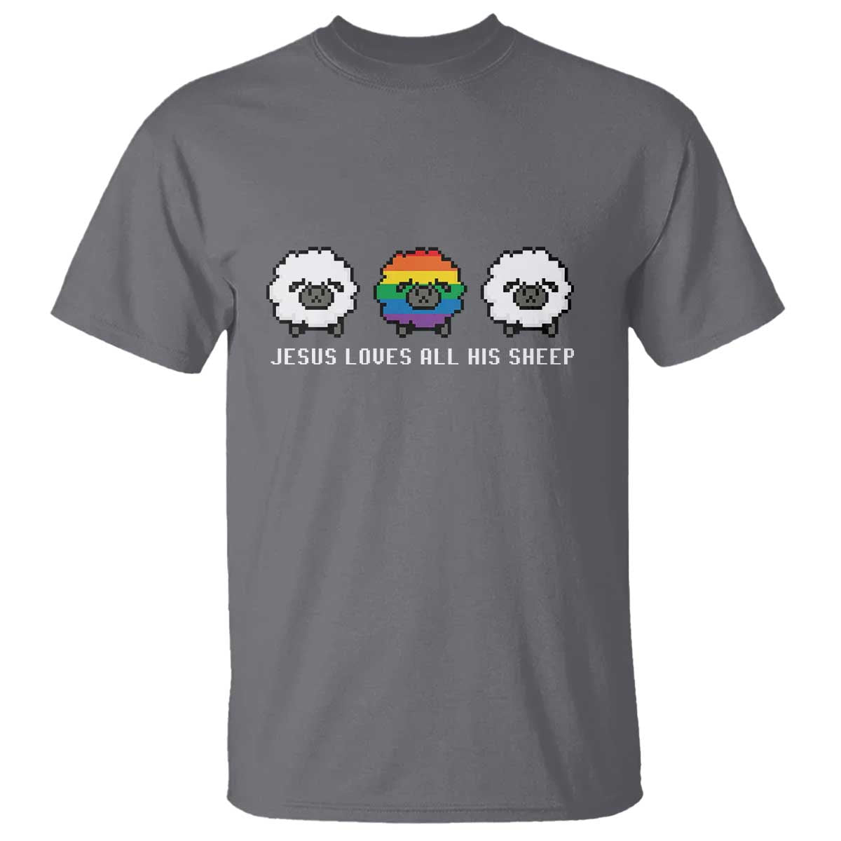 LGBTQ T Shirt Jesus Loves All His Sheep Gay Pride Woolly Sheep - Wonder Print Shop