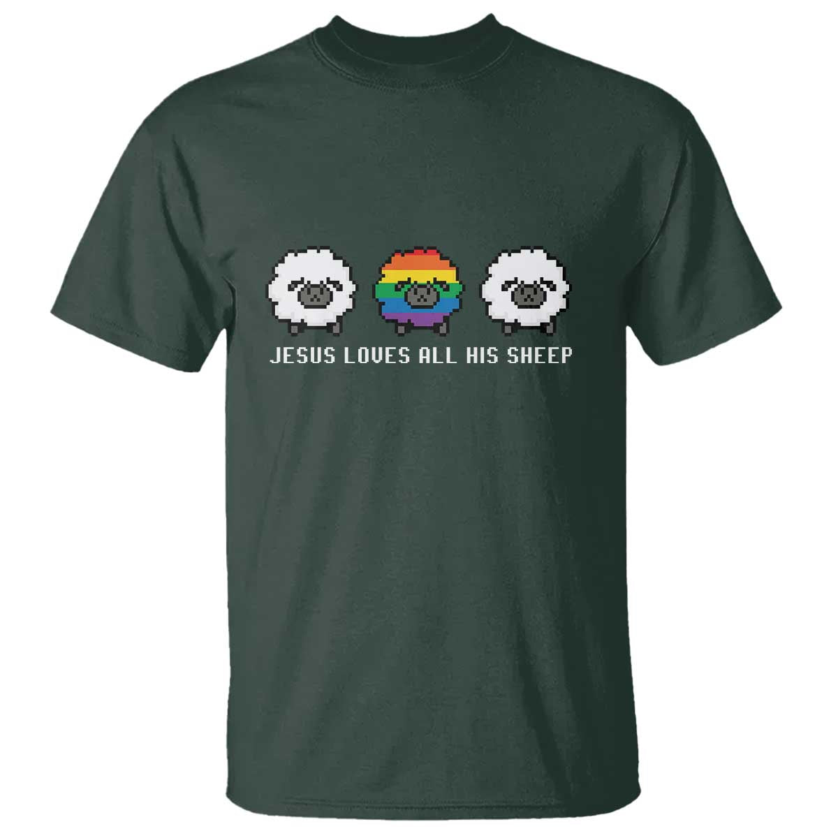 LGBTQ T Shirt Jesus Loves All His Sheep Gay Pride Woolly Sheep - Wonder Print Shop