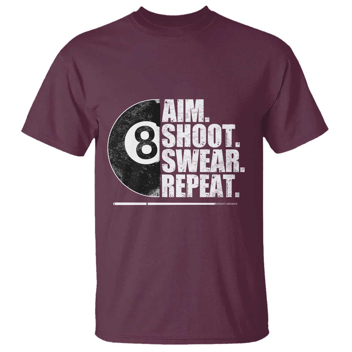 Billards Lover T Shirt Aim Shoot Swear Repeat Funny Pool Balls Cue - Wonder Print Shop
