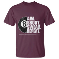 Billards Lover T Shirt Aim Shoot Swear Repeat Funny Pool Balls Cue - Wonder Print Shop
