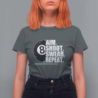 Billards Lover T Shirt For Women Aim Shoot Swear Repeat Funny Pool Balls Cue - Wonder Print Shop