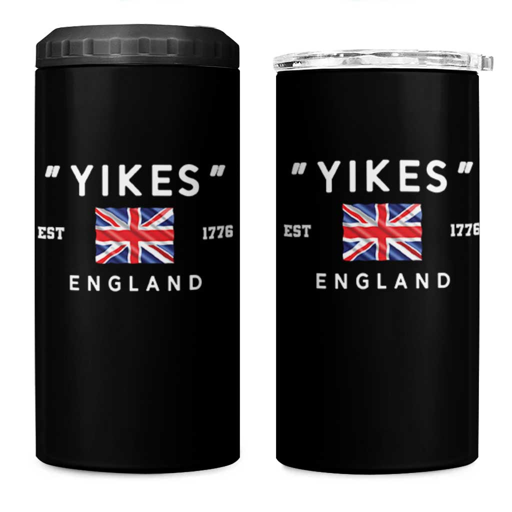 Funny Yikes England 1776 4 in 1 Can Cooler Tumbler 4th Of July USA Union Jack Flag - Wonder Print Shop