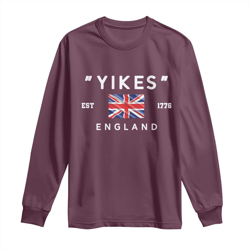 Funny Yikes England 1776 Long Sleeve Shirt 4th Of July USA Union Jack Flag - Wonder Print Shop