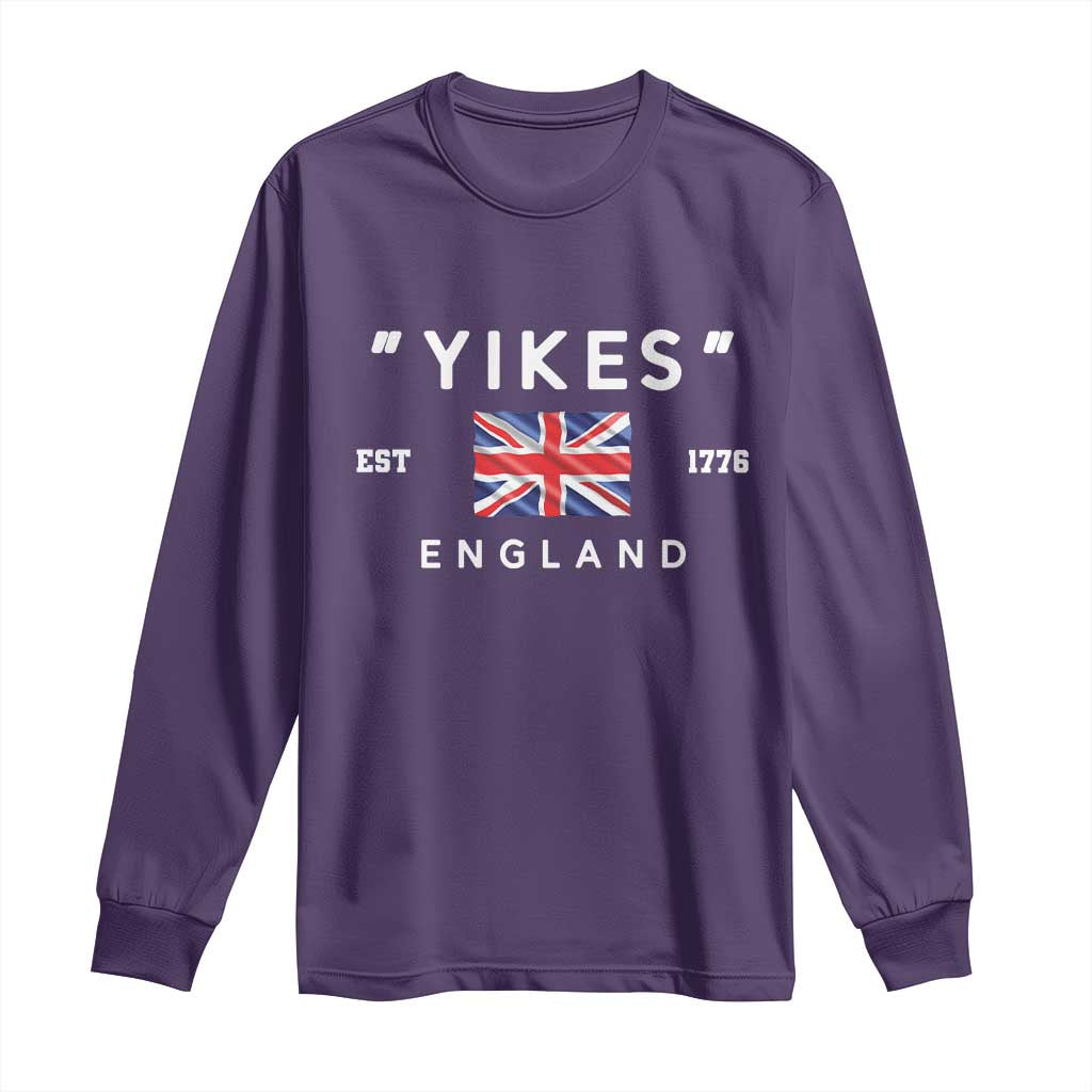 Funny Yikes England 1776 Long Sleeve Shirt 4th Of July USA Union Jack Flag - Wonder Print Shop