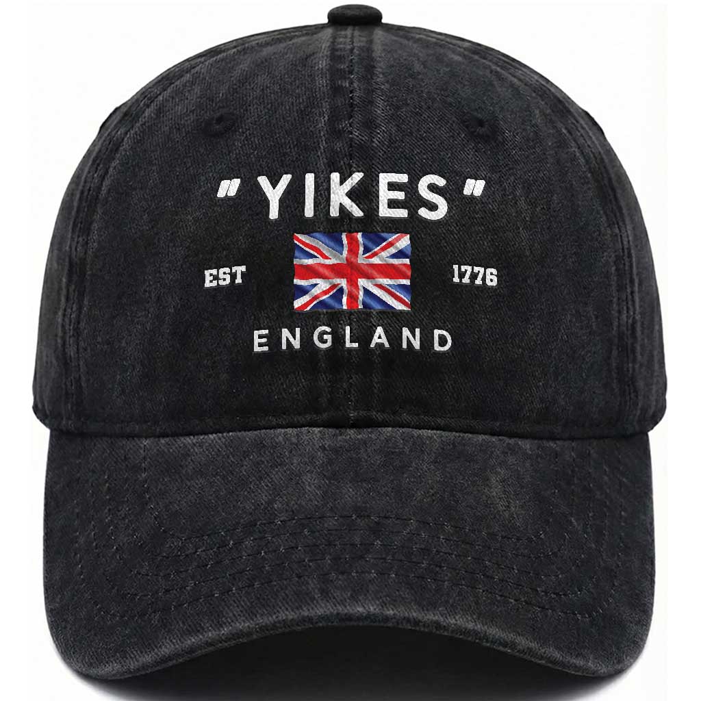 Funny Yikes England 1776 Washed Cotton Baseball Cap 4th Of July USA Union Jack Flag