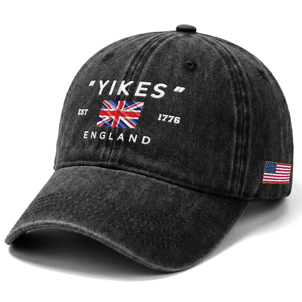 Funny Yikes England 1776 Washed Cotton Baseball Cap 4th Of July USA Union Jack Flag