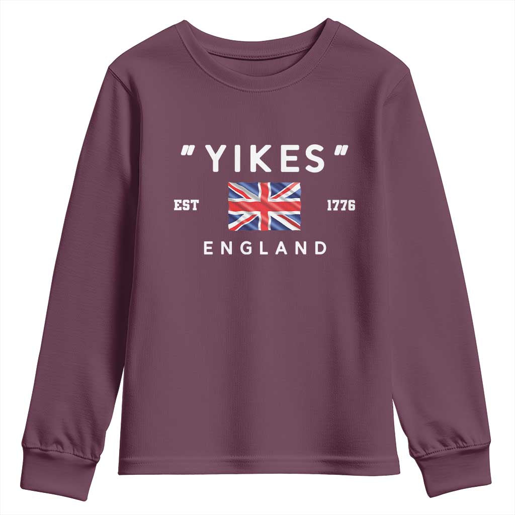 Funny Yikes England 1776 Youth Sweatshirt 4th Of July USA Union Jack Flag - Wonder Print Shop