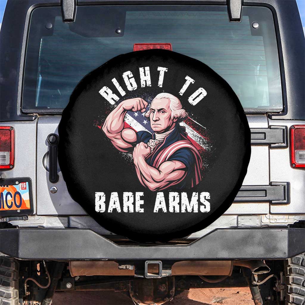 Funny Right To Bare Arms Spare Tire Cover 4th Of July Gym George Washington - Wonder Print Shop