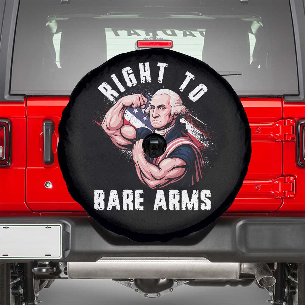 Funny Right To Bare Arms Spare Tire Cover 4th Of July Gym George Washington - Wonder Print Shop
