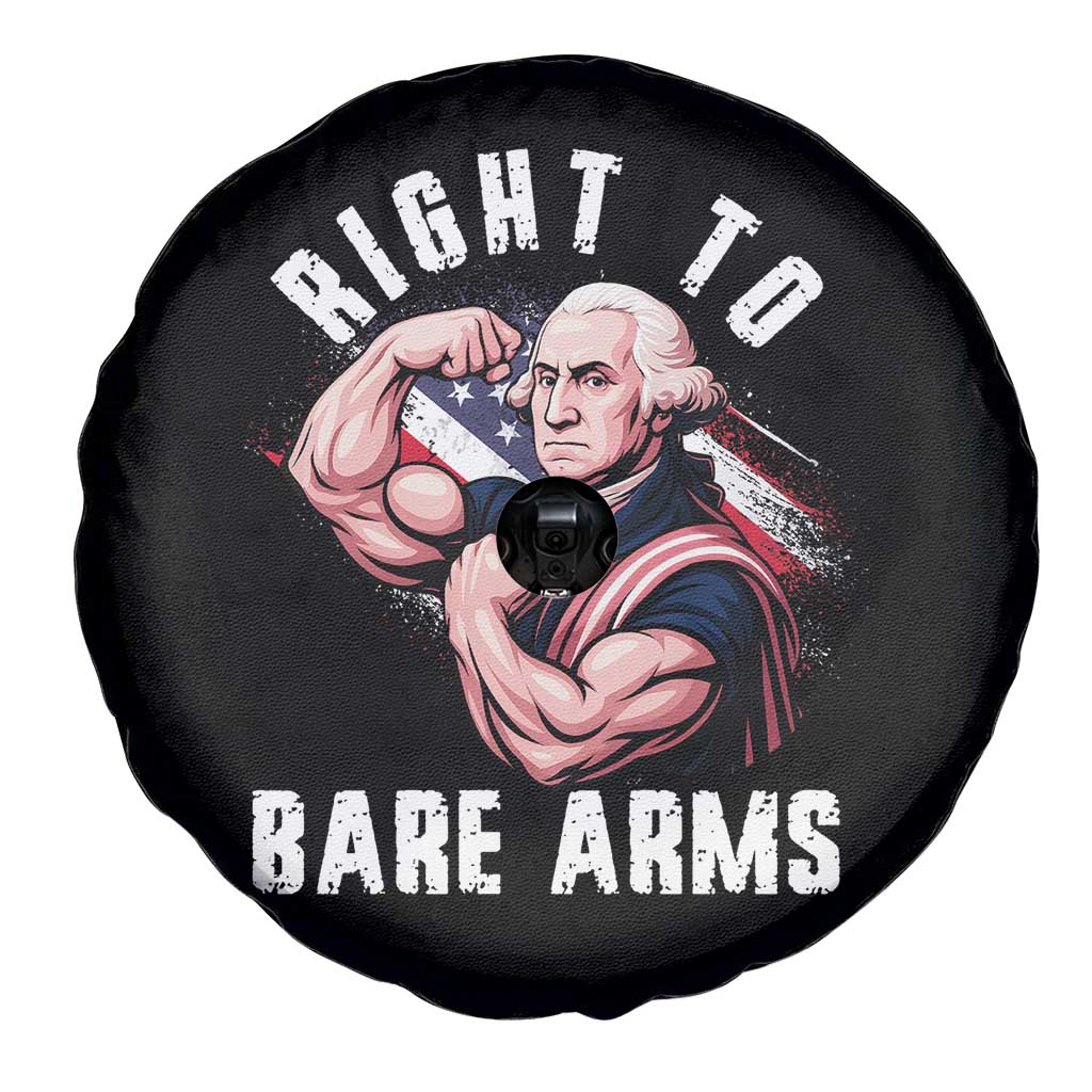 Funny Right To Bare Arms Spare Tire Cover 4th Of July Gym George Washington - Wonder Print Shop