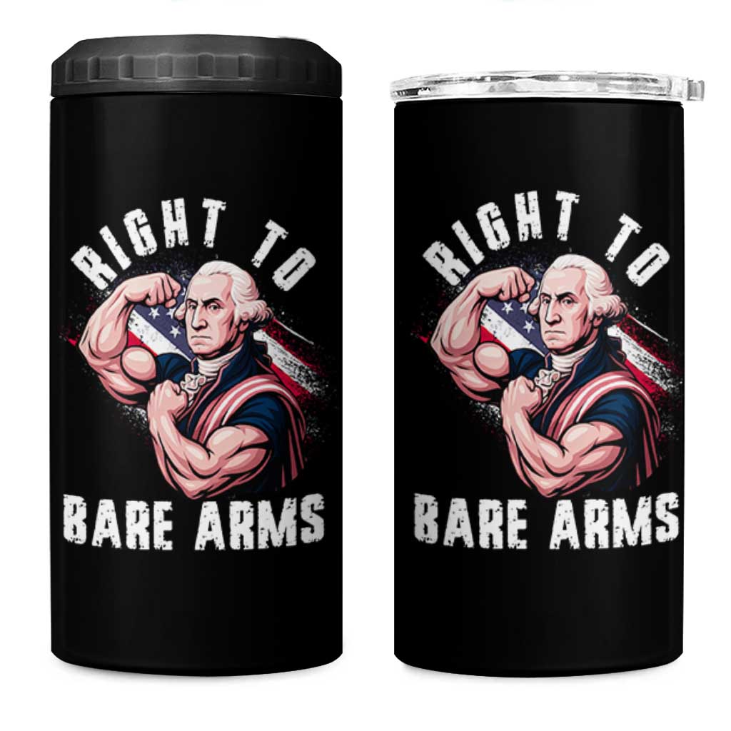 Funny Right To Bare Arms 4 in 1 Can Cooler Tumbler 4th Of July Gym George Washington - Wonder Print Shop