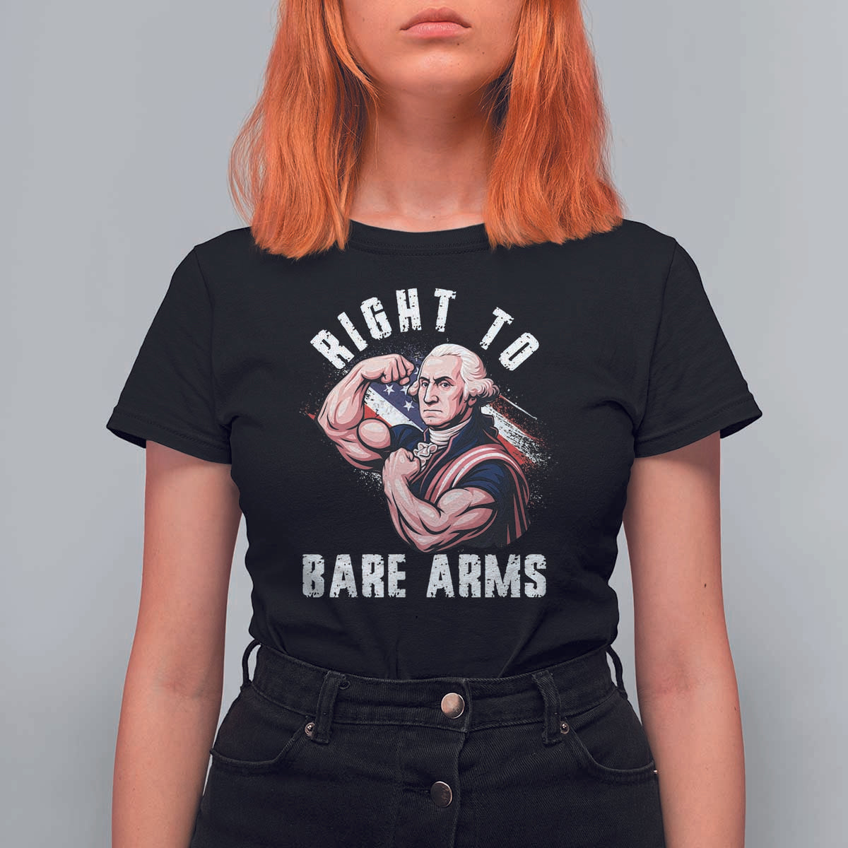 Funny Right To Bare Arms T Shirt For Women 4th Of July Gym George Washington - Wonder Print Shop