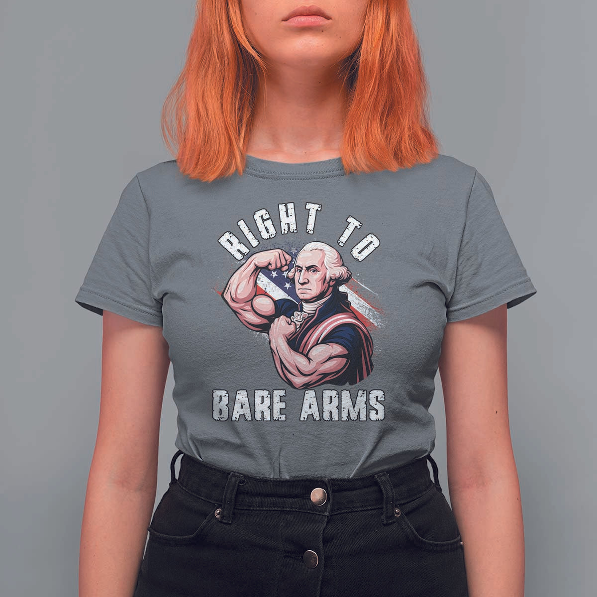 Funny Right To Bare Arms T Shirt For Women 4th Of July Gym George Washington - Wonder Print Shop