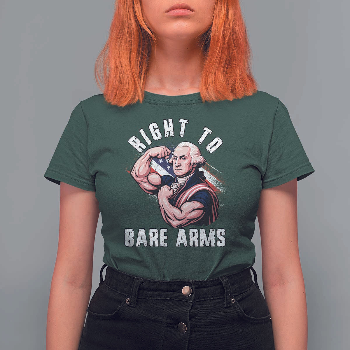 Funny Right To Bare Arms T Shirt For Women 4th Of July Gym George Washington - Wonder Print Shop
