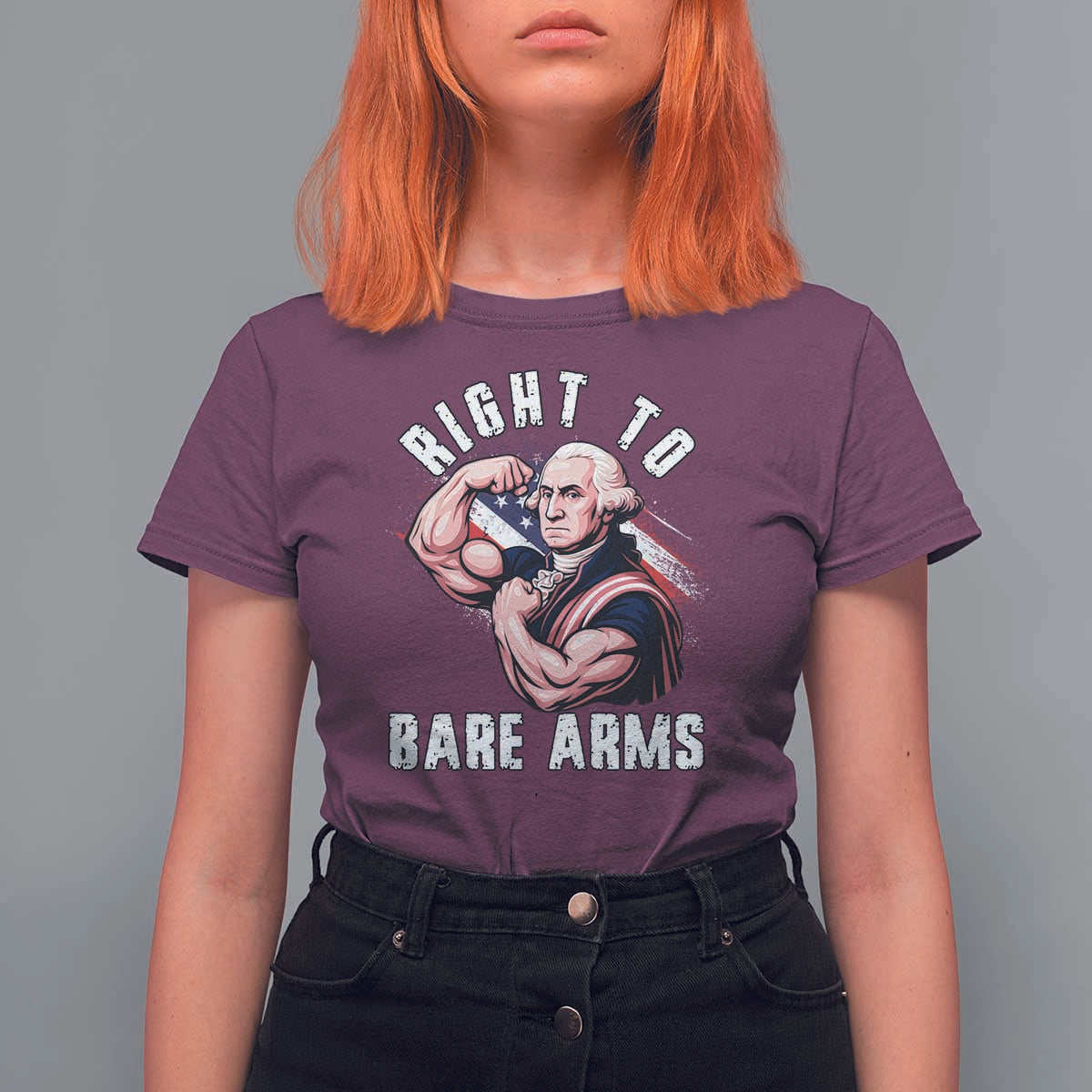 Funny Right To Bare Arms T Shirt For Women 4th Of July Gym George Washington - Wonder Print Shop