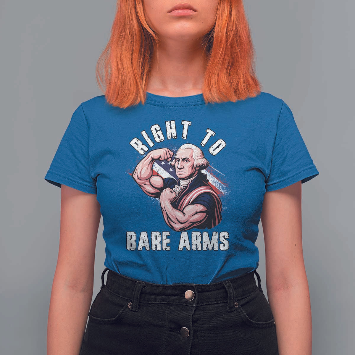 Funny Right To Bare Arms T Shirt For Women 4th Of July Gym George Washington - Wonder Print Shop